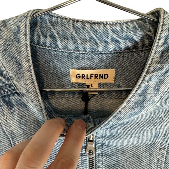 NWT GRLFRND Ash Racer Denim Jacket Angeles CrestLarge Moto - Picture 7 of 13